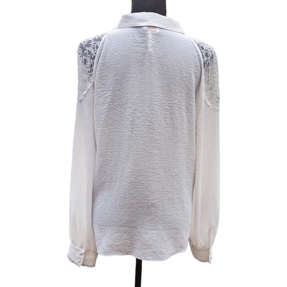 Laundry by Shelli Segal Womens Button Down Shirt Cream Size Medium - Picture 10 of 16